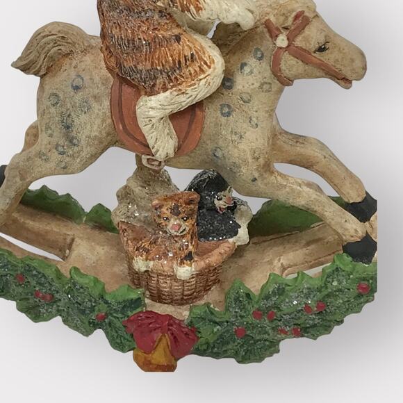 Christmas Cat Ornament Rocking Horse & resin Printed Box The Country Loft - Picture 7 of 8